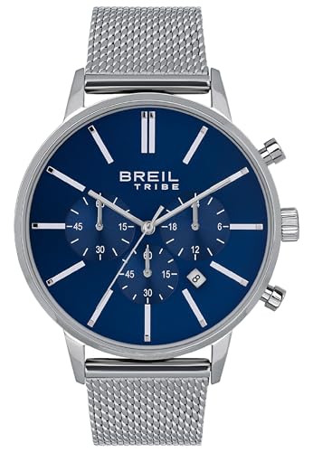 Breil Uhr Herren Avery Ziffernblatt Silber Bewegung Chrono Quartz e MESH Stahl Silber EW0508 von Breil