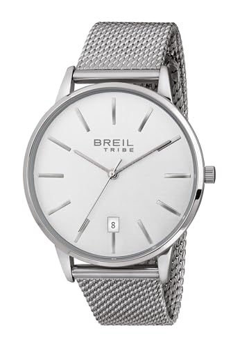 Breil Uhr Herren Avery Ziffernblatt Weiss Bewegung NUR Zeit Quartz e MESH Stahl Silber EW0493 von Breil