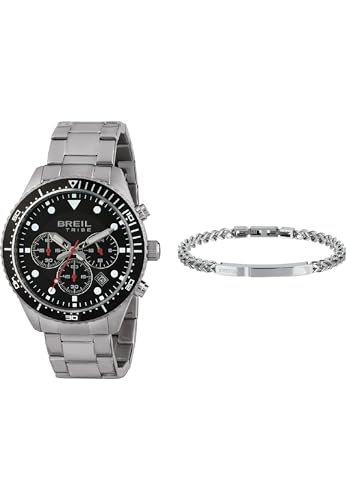 BREIL - Special Pack mit Groovy Poliertem Edelstahlarmband und Sail Chronograph, Herrenschmuck und Uhren, Besondere Geschenkideen, Online Exklusiv von Breil