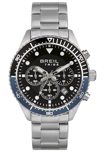 Breil Sail Herren Chronograph aus Edelstahl in der Farbe Silber-Schwarz-Blau 42mm, Wasserdichtigkeit: 10Bar, EW0583 von Breil