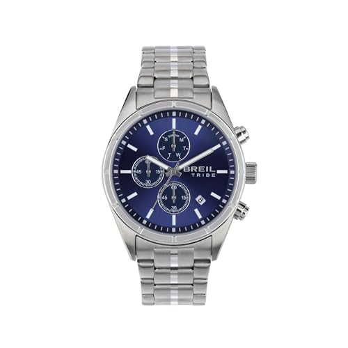 Breil Uhr Herren Captain Ziffernblatt GRAU, BLAU Bewegung Nicht VERWEISBAR Quartz e Bracelet Stahl Silber EW0693 von Breil