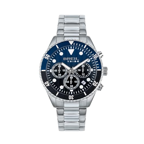 Beil Man Watch Overhand Mono-Color Black Quadrant Movement Chronograph Quarz Chronograph und Silberstahlarmband EW0713 von Breil