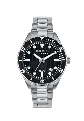 Beil Men's Watch Overhand Mono -Color Dial Black Movement Nur Zeit - 3 Quarz und Armband Silberarmband EW0716 von Breil