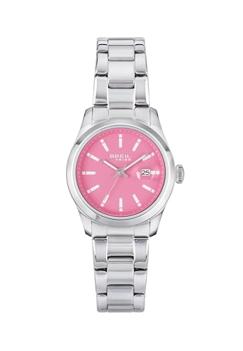 Breil EW0757 Classic Elegance Damenuhr mit rosa Zifferblatt, Nicht einziehbares Uhrwerk, Armband aus versilbertem Stahl, Armband von Breil