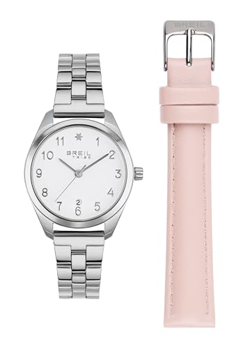 Breil Uhr Damen TIME of Love Ziffernblatt Weiss Bewegung NUR Zeit Quartz e Armband,GURTEL Leather/Steel Silber, Rose EW0701 von Breil
