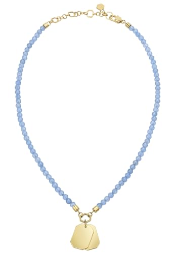 Breil, Damen Halskette Private Code Collection TJ3150, Blaue Jade Halskette mit Zwei IP-Goldstahlplättchen Breil, Damen Halskette Private Code Collection TJ3150, Blaue Jade Halskette mit Zwei IP-Goldstahlplättchen von Breil