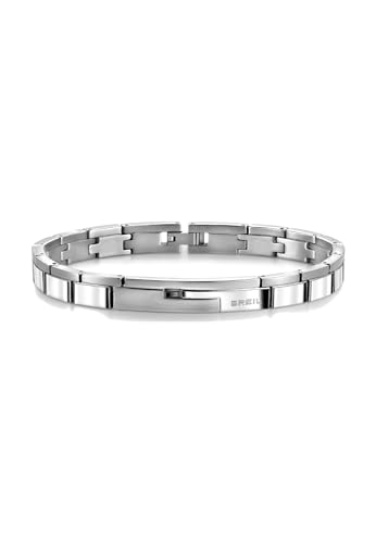 Breil, Joint Kollektion, Herrenarmband, Biluxstahl und Schwarzer Kristall, Doppelt Verspiegelt und Satiniert, Praktischer und eleganter Schmuckverschluss, Verstellbare Länge: 17-23 cm, Silber von Breil