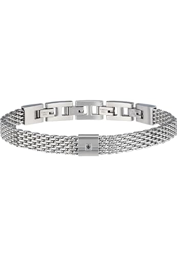 Breil Armband BLACK DIAMOND für Herren aus Edelstahl mit Diamant in der Farbe Silber, mit Faltverschluss, Länge: 22 cm, TJ2954 von Breil