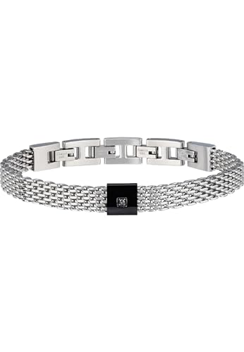 Breil Armband BLACK DIAMOND für Herren aus Edelstahl mit Diamant in der Farbe Silber, mit Faltverschluss, Länge: 22 cm, TJ2955 von Breil