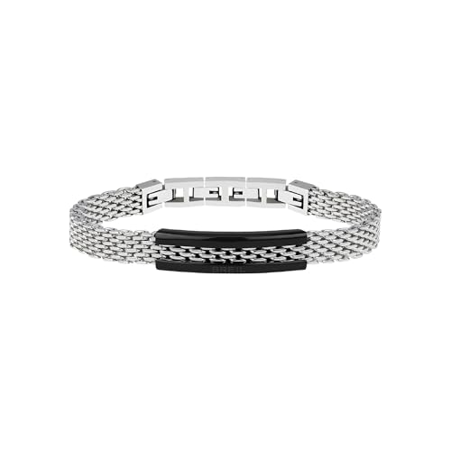 BREIL - Armband für Männer SNAP Kollektion TJ2741 - Edelstahlschmuck mit schwarzer Zentralplatte - 21 cm Länge - Schwarzer und Stahl von Breil