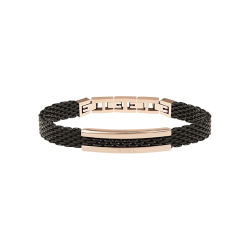 BREIL - Armband für Männer SNAP Kollektion TJ2743 - Schwarzer Edelstahlschmuck mit Roségold Zentralplatte - 21 cm Länge - Roségold und Schwarz von Breil