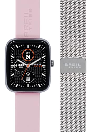 Breil Armbanduhr EW0748 Uni SBT-3 Zifferblatt Multicolor Schwarz Bewegung Smart-Modul und Mesh Armband Silikon, Stahl Rosa, Grau, Armband von Breil