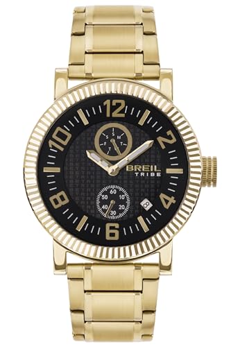 Breil BPM Herren Armbanduhr mit Armband aus Stahl, in der Farbe: Gold/Schwarz, Gehäusedurchmesser: 43 mm, EW0591 von Breil