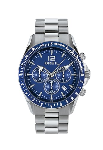 Breil Uhr Herren Tyler Ziffernblatt BLAU Bewegung Chrono Quartz e Bracelet Stahl Silber TW2058 von Breil