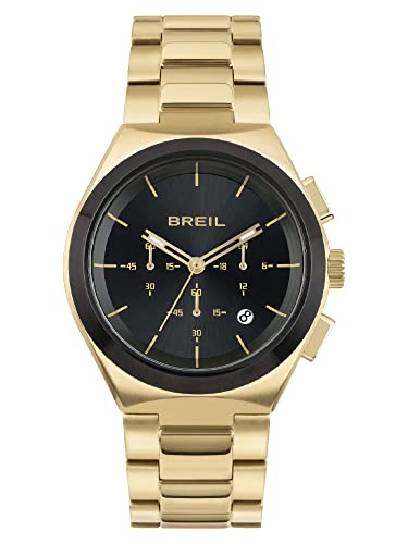 Breil Bend Herren Armbanduhr Chronograph mit Armband aus Stahl in der Farbe: Gold/Schwarz, Gehäusedurchmesser: 43 mm, TW1969 von Breil