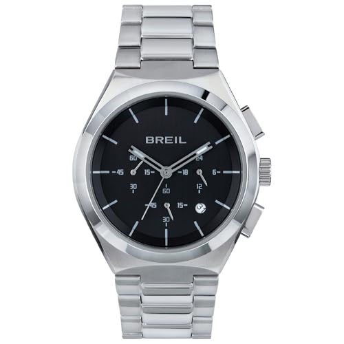 Breil Uhr Herren Bend Ziffernblatt SCHWARZ Bewegung Chrono Quartz e Bracelet Stahl Silber TW1906 von Breil