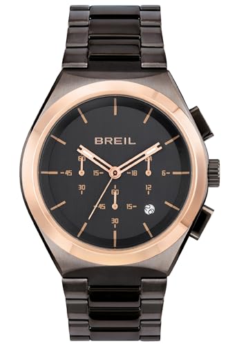 Breil Uhr Herren Bend Ziffernblatt BI-Farbe SCHWARZ Bewegung Chrono Quartz e Bracelet Farbiger Stahl SCHWARZ TW1907 von Breil