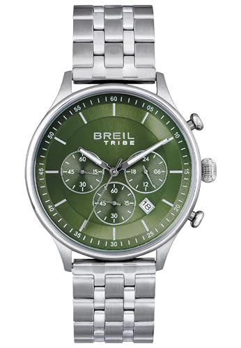 Breil Uhr Herren Classy Ziffernblatt GRÜN Bewegung Chrono Quartz e Bracelet Stahl Silber EW0641 von Breil