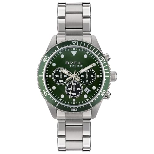 Breil Uhr Herren SAIL Ziffernblatt GRÜN Bewegung Chrono Quartz e Bracelet Stahl Silber EW0638 von Breil