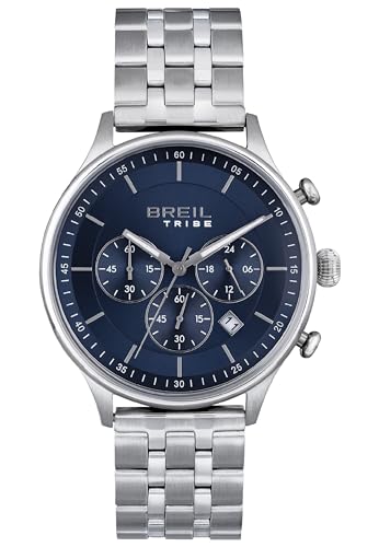 Breil Tribe Herren Chronograph Classy Classic Elegance Edelstahl Blue Sunray 42mm, Wasserdichtigkeit: 5 Bar, EW0499 von Breil