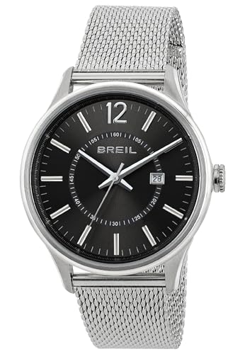 BREIL - CONTEMPO TW1647 Herrenuhr - Wasserdicht - 44mm Stahlgehäuse - Klassisches Edelstahl-Maschenarmband - Quarzwerk 3H von Breil