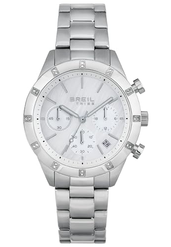 Breil Damen Armbanduhr Dazzle in der Farbe Silber mit weißen Kristallen verziert und Edelstahlarmband, Gehäusedurchmesser: 38 mm, EW0519 von Breil