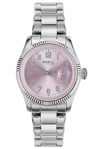 Breil Uhr Damen Classic Elegance Ziffernblatt PINK Bewegung NUR Zeit Quartz e Bracelet Stahl Silber EW0627 von Breil