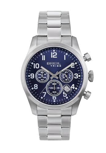 Breil Uhr Herren Classic Elegance Ziffernblatt BLAU Bewegung Chrono Quartz e Bracelet Stahl Silber EW0661 von Breil