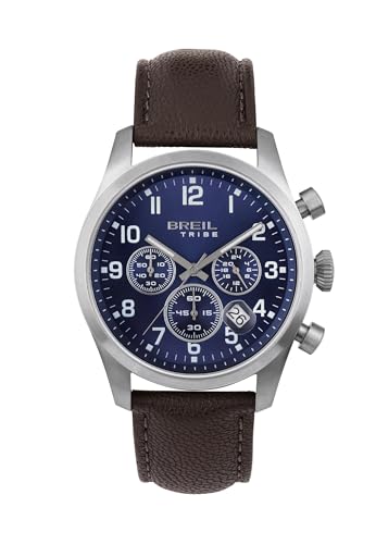 Breil Uhr Herren Classic Elegance Ziffernblatt BLAU Bewegung Chrono Quartz e GÜRTEL Leather BRAUN EW0662 von Breil