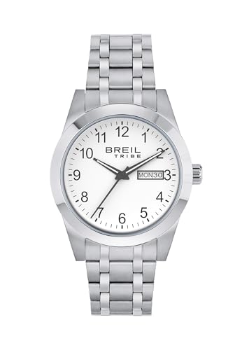 Breil Uhr Herren RANK Ziffernblatt Gun Bewegung NUR Zeit Quartz e Bracelet Stahl Silber EW0752 von Breil