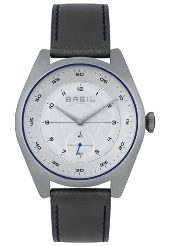 Breil Finder Herren Armbanduhr mit Leder-Armband in der Farbe: Grau/Schwarz, Gehäusedurchmesser: 43 mm, TW1958 von Breil