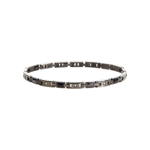 Breil Herren Armband CERAMIC BRICK aus Stahl in der Farbe IP-Gun, mit Faltverschluss und Zirkoniasteinen, Länge: 22 cm, TJ3273 von Breil