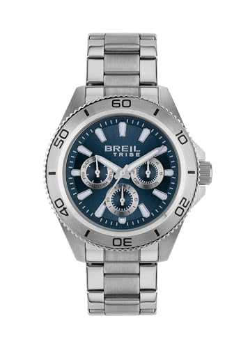 Breil Herren Armbanduhr CHALLANGE mit silberfarbenem Stahlarmband, 20 Bar, Gehäusedurchmesser: 42 mm, EW0709 von Breil