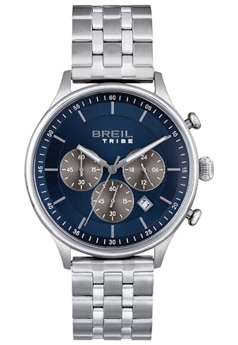 Breil Orologio Uomo Classy quadrante Mono-Colore BLU movimento Chrono QUARZO e BRACCIALE Acciaio Argento EW0642 von Breil