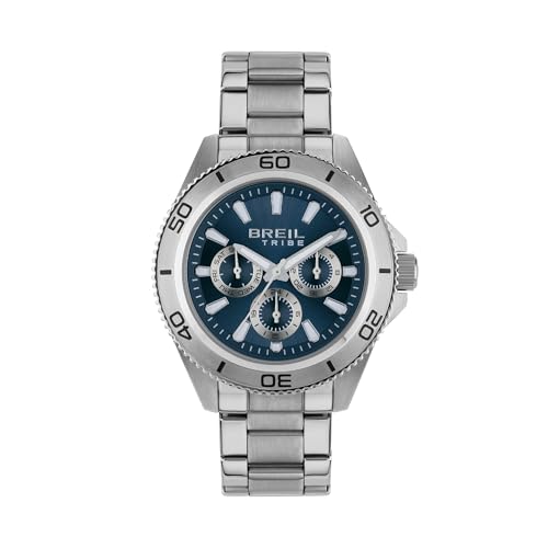 Breil Herren Armbanduhr Chronograph CHALLANGE Gent Bracelet Multifunction, mit silberfarbenem Edelstahlarmband satiniert, grünes Ziffernblatt, 5 Bar, Gehäusedurchmesser: 42 mm, EW0711 von Breil