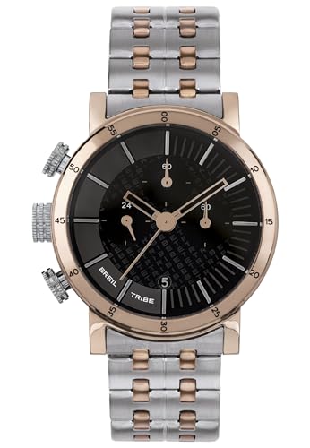 Breil Uhr Herren Lil Tribe Ziffernblatt BI-Farbe SCHWARZ Bewegung Chrono Quartz e Bracelet Stahl Silber EW0469 von Breil