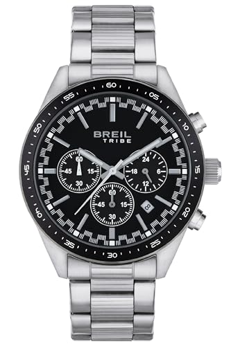 Breil Uhr Herren Fast Ziffernblatt SCHWARZ Bewegung Chrono Quartz e Bracelet Stahl Silber EW0570 von Breil