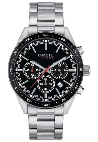 Breil Herren Armbanduhr New Fast in der Farbe Silber/Schwarz mit Edelstahlarmband, Gehäusedurchmesser: 42 mm, EW0571 von Breil