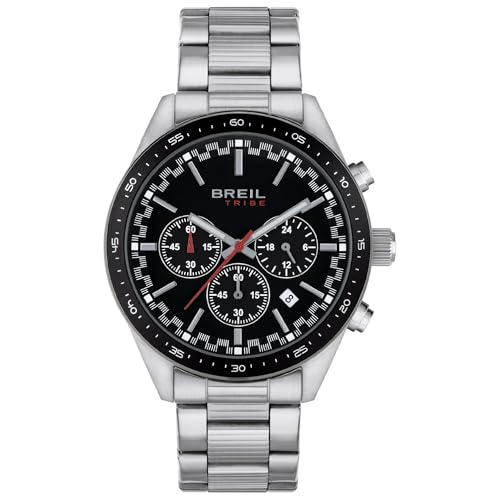 Breil Uhr Herren Fast Ziffernblatt SCHWARZ Bewegung Chrono Quartz e Bracelet Stahl Silber EW0571 von Breil