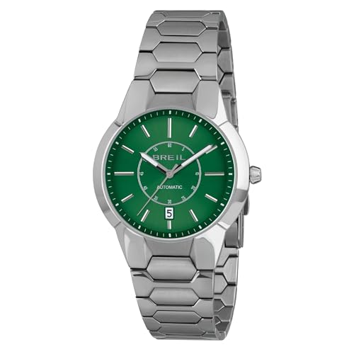 Breil Uhr Herren New ONE Ziffernblatt BI-Farbe GRÜN Bewegung NUR Zeit AUTOMATIK e Bracelet Stahl Silber TW2031 von Breil