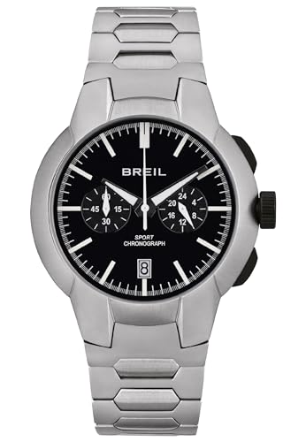 Breil Uhr Herren New ONE Sport Ziffernblatt SCHWARZ Bewegung Chrono Quartz e Bracelet Farbiger Stahl SCHWARZ TW1869 von Breil