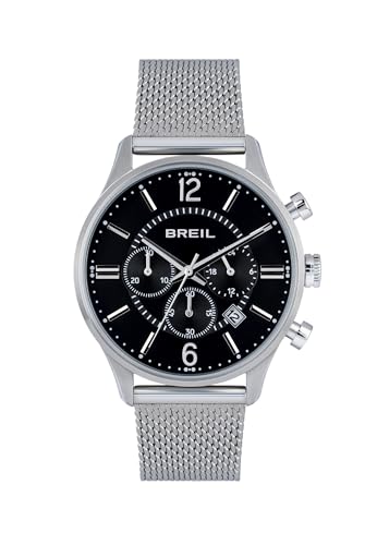 Breil Uhr Herren Contempo Ziffernblatt SCHWARZ Bewegung Chrono Quartz e MESH Stahl Silber TW2011 von Breil