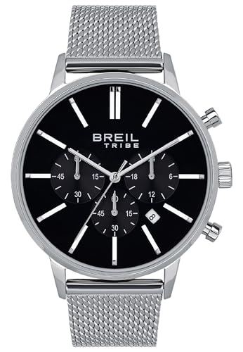 BREIL - Herren Uhr aus der Kollektion Avery EW0509 - Armbanduhr mit Analogem Zifferblatt in Blau - PE902 SUNON Bewegung - Quarzuhr - mit Armband aus Milanaise-Edelstahlgeflecht von Breil