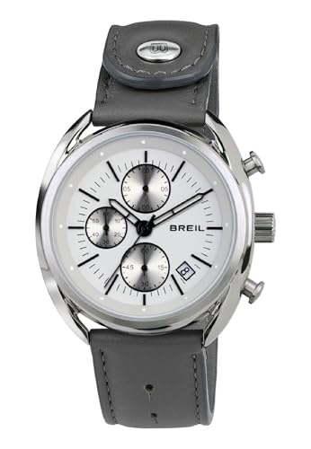 Breil Uhr Herren BEAUBOURG Ziffernblatt Weiss Bewegung Chrono Quartz e GÜRTEL KALB Leder GRAU TW1526 von Breil