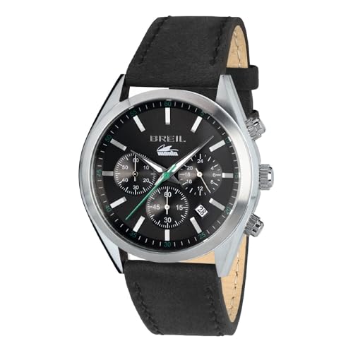 Breil Uhr Herren Manta City Ziffernblatt GRAU Bewegung Chrono Quartz e GÜRTEL KALB Leder SCHWARZ TW1608 von Breil