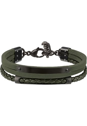 Breil Armband B MIX für Herren aus Edelstahl in der Farbe Grün/Schwarz, mit Karabinerverschluss, Länge: 22 cm, TJ3089 von Breil