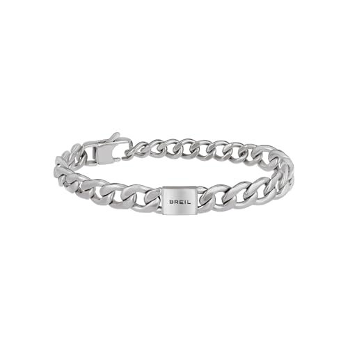 BREIL - Herrenarmband Logo Mania Collection TJ3068 - Herrenschmuck - Stahlarmband für Herren mit Stahlplatte mit Logo - Verstellbare Länge von 17 cm bis 22 cm von Breil