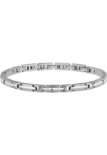 Breil - Herrenarmband The Black Diamond Collection TJ3073 - Herrenschmuck - Armband aus Gebürstetem Stahl, mit einem Kleinen Schwarzen Naturdiamanten - Verstellbare Länge von 17,5 cm bis 23 cm von Breil