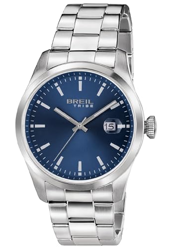 Breil Classic ELEGEANCE Herren Armbanduhr mit Armband aus Stahl, in der Farbe: Silber/Dunkelblau, Gehäusedurchmesser: 42 mm, EW0596 von Breil