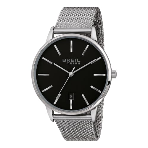 Breil Uhr Herren Avery Ziffernblatt SCHWARZ Bewegung NUR Zeit Quartz e MESH Stahl Silber EW0458 von Breil